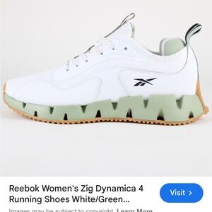 Reebok Zig Dynamica 4 White and Green Running Shoes
